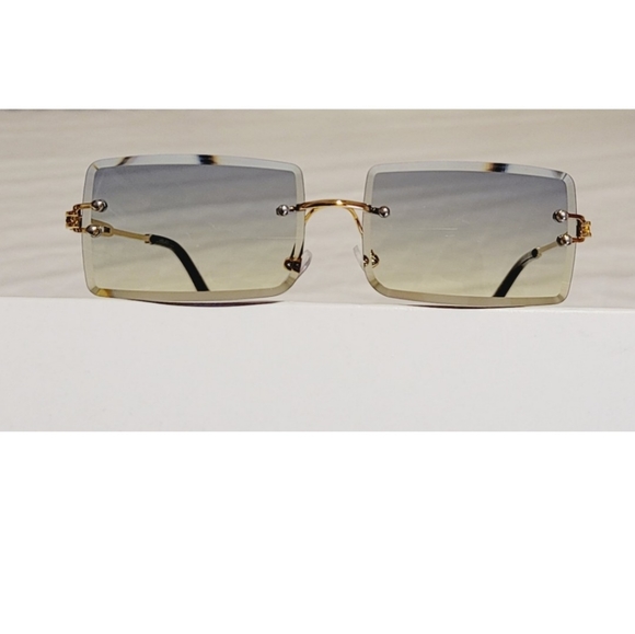 Blue rectangular ombre Rimless sunglasses - Picture 3 of 3